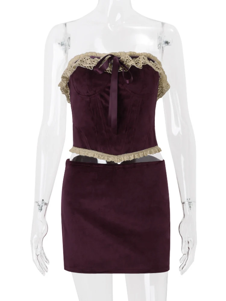 Absobe Банты Бандажные сексуальные комплекты юбок Женские укороченные топы без