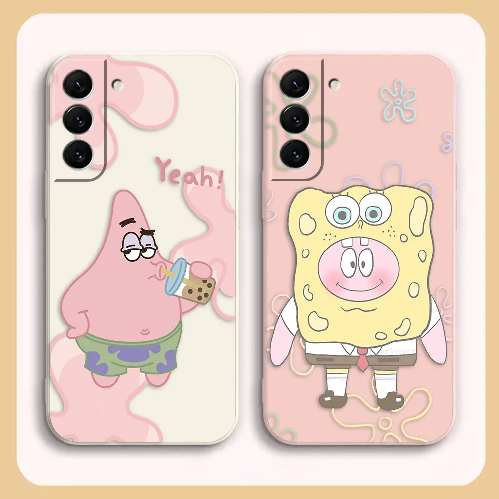 

Case For Samsung Galaxy S23 S21 S20 FE S11 S11E S10 Ultra Plus 4G 5G Liquid silicone Case Anime Couple S-SpongeBob Patrick Star