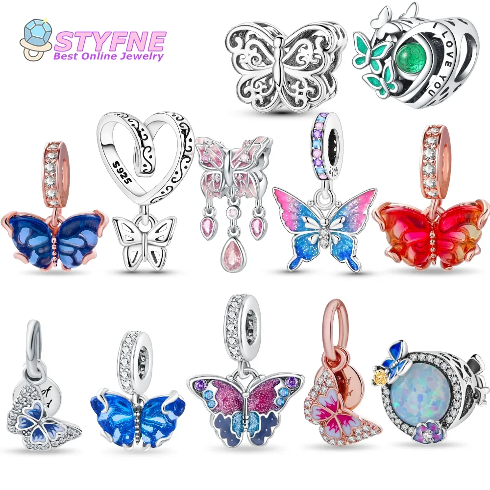 Женская подвеска-бабочка из серебра 925 пробы для браслетов и ожерелий