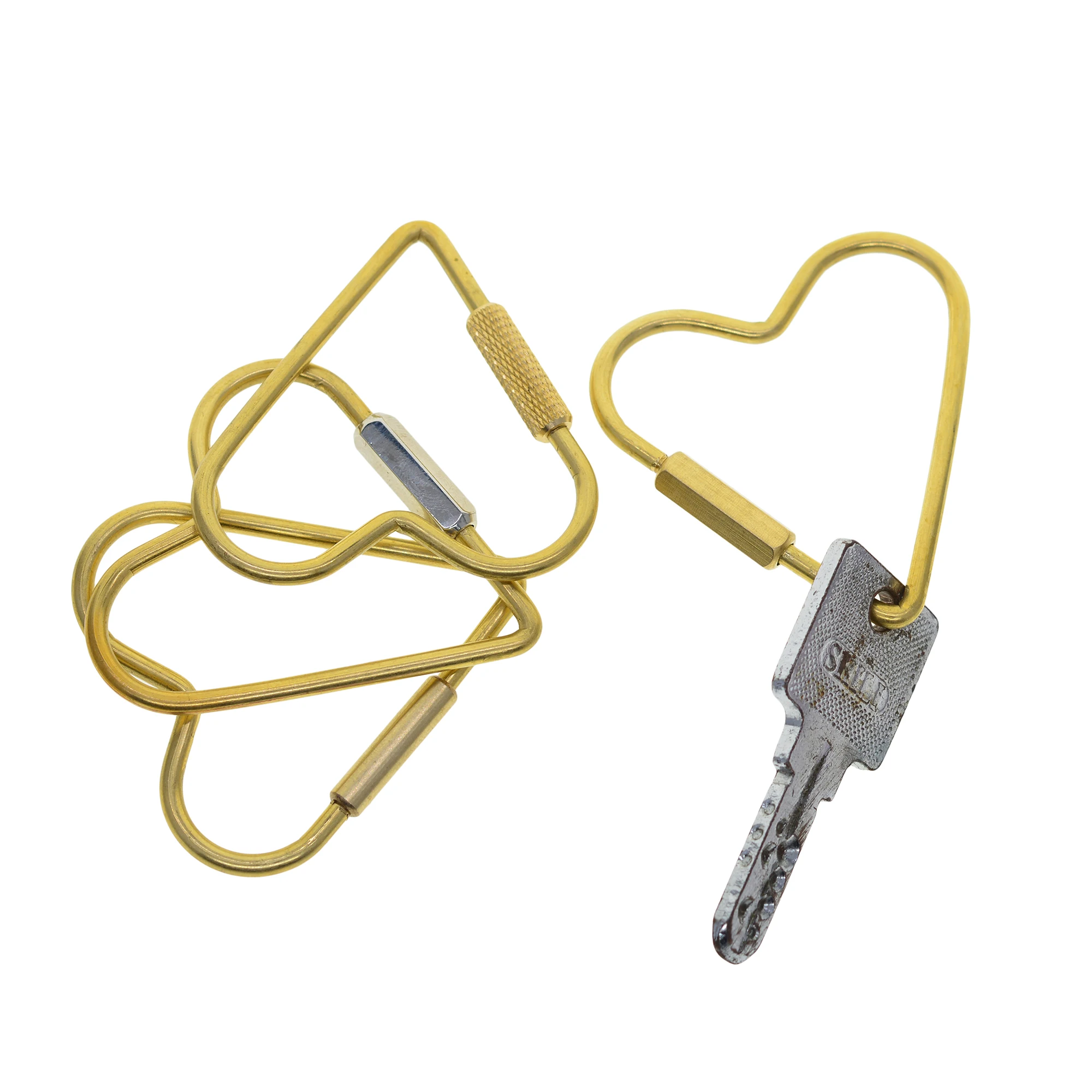 Ручная работа 2 1 дюйма большой твердый латунный провод обмотка сердце винт замок