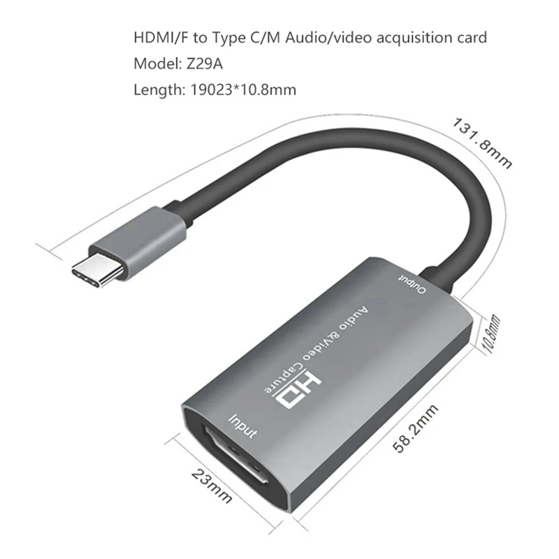 Карта видеозахвата Hd-USB C карта захвата 4K 1080 HD Аудио для игр прямой трансляции |