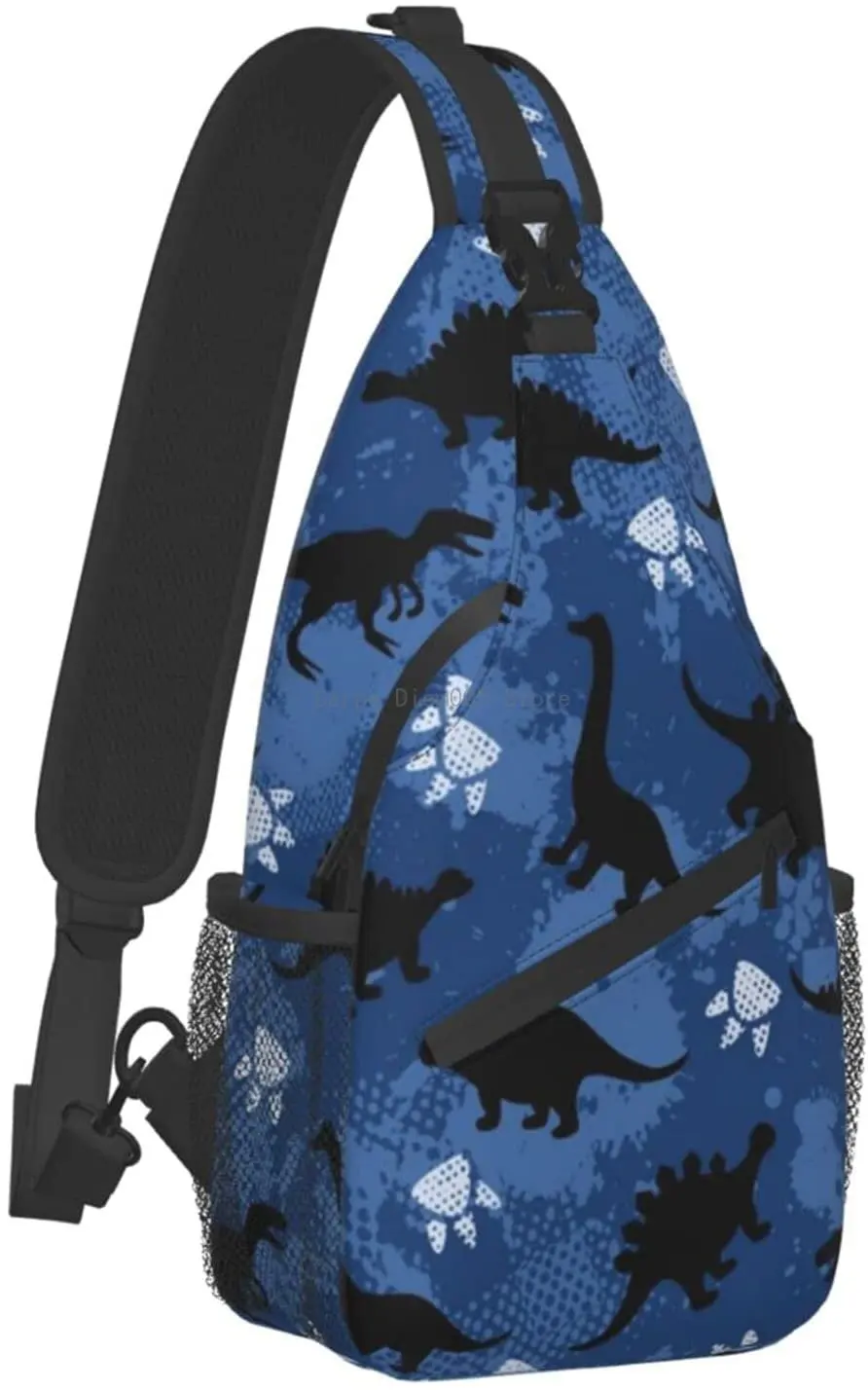 

Нагрудная сумка с абстрактным изображением динозавров, рюкзак-слинг с диагональю, дорожный походный ранец с ремешком и узором, кросс-боди н...