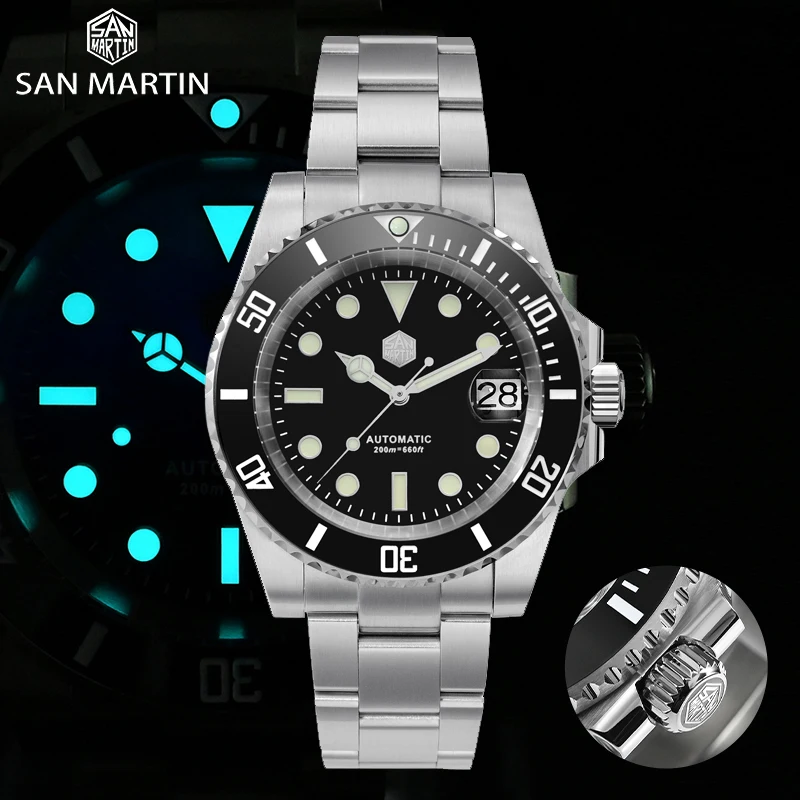 

San Martin NH35 NEW Luxury Men's Automatic Wristwatch Business Mechanical Watch Water Ghost Sapphire