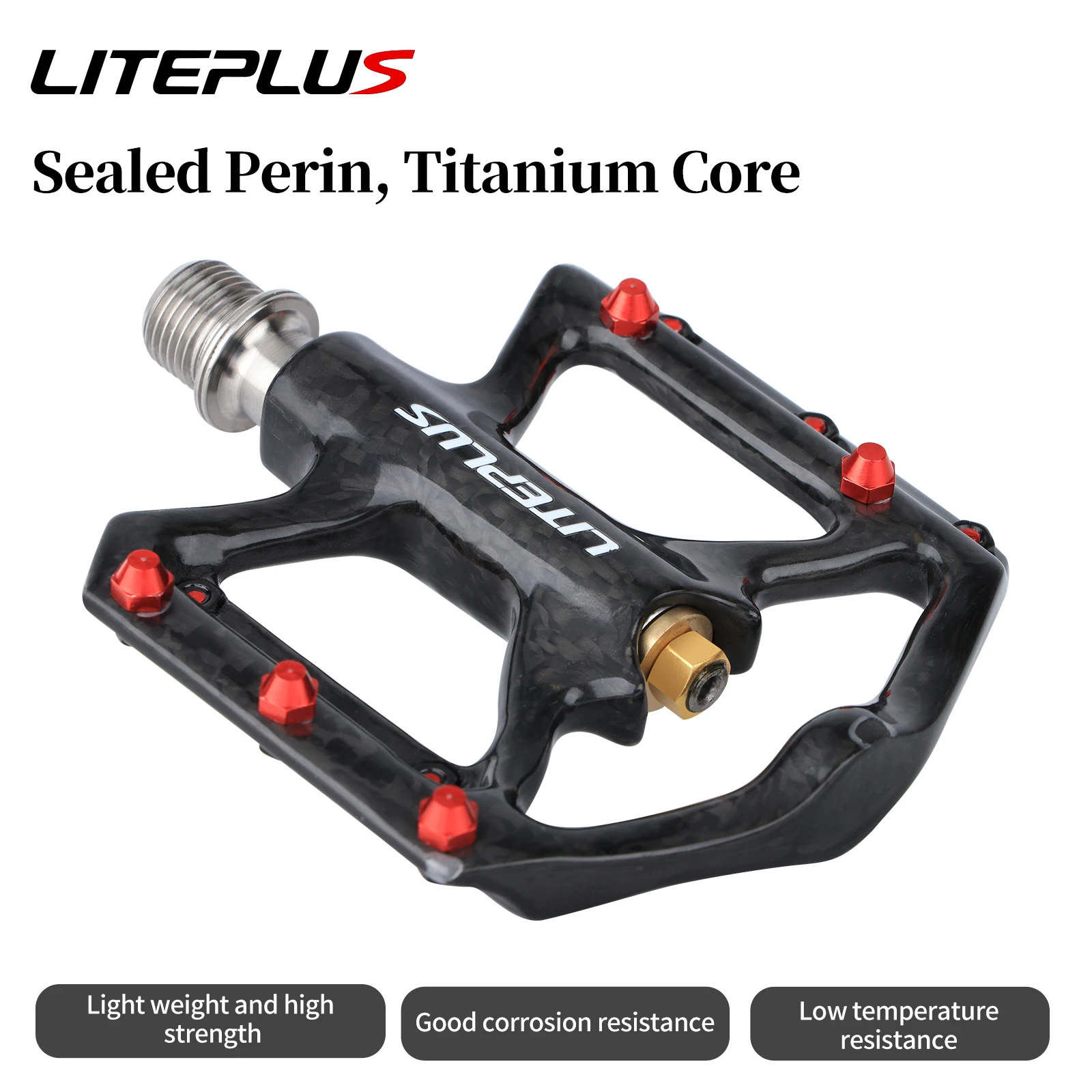 181g/Pair Liteplus Carbon Fiber Pedals Mountain Bike MTB DU Peilin With Titanium Alloy Central Spindle  Pedals