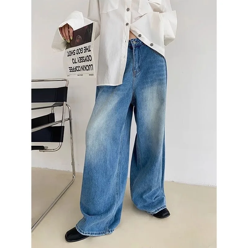 Синие мешковатые джинсы WCFCX STUDIO для женщин гранж Y2K джинсовые брюки с высокой
