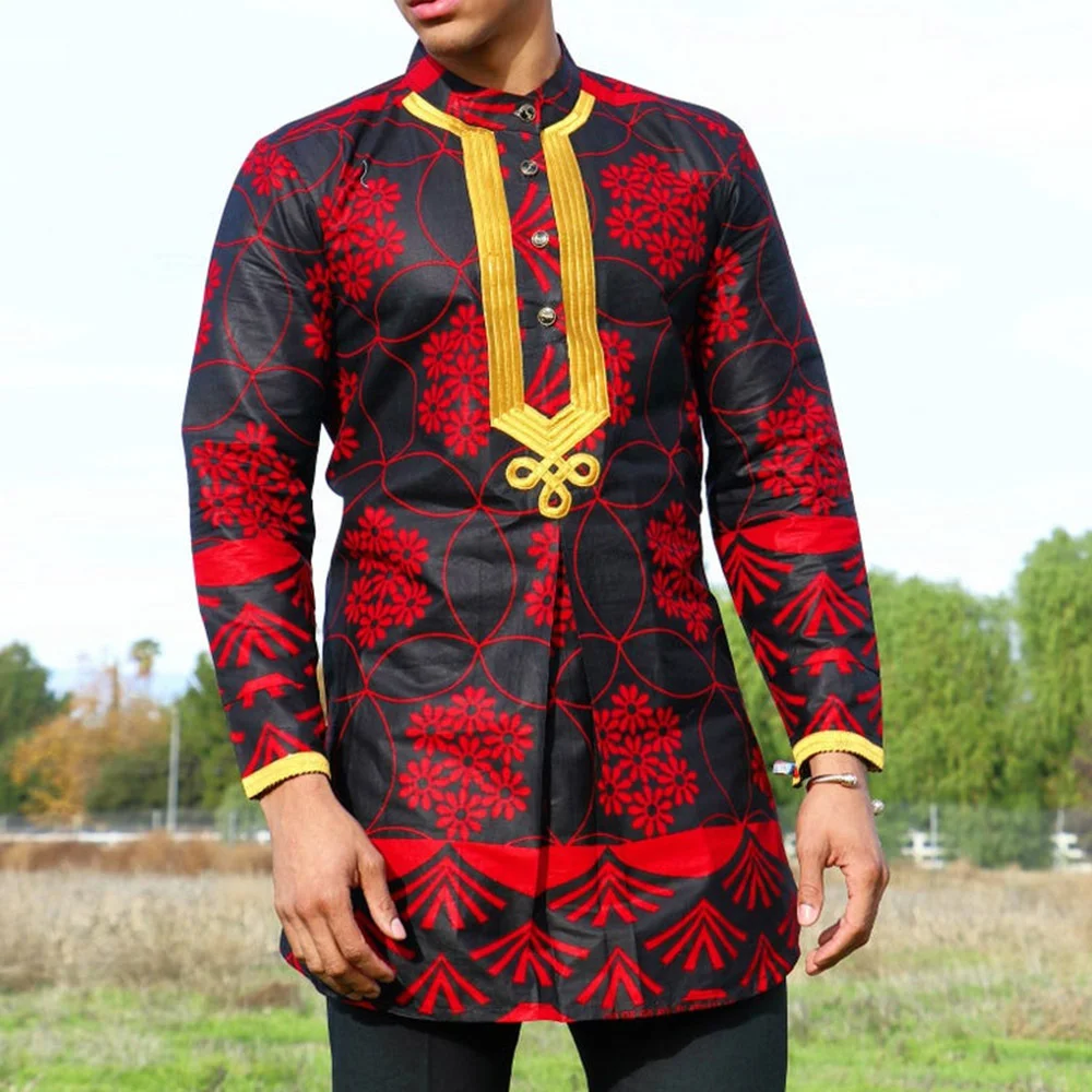 Dashiki 2-Piece Men's Set Printed Colorful Long Sleeve Top Pants African Ethnic Male Suit For Wedding Gentleman Outfits Clothing