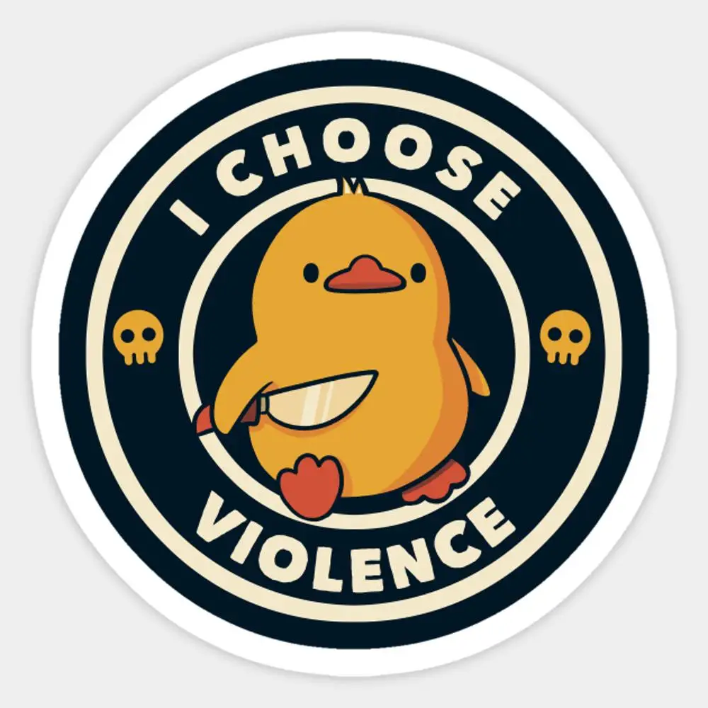 

I Choose Violence Funny Duck By Tobe Fonseca Sticker for Laptop Decor Bedroom Car Cute Cartoon Art Fashionable Public Suitcase