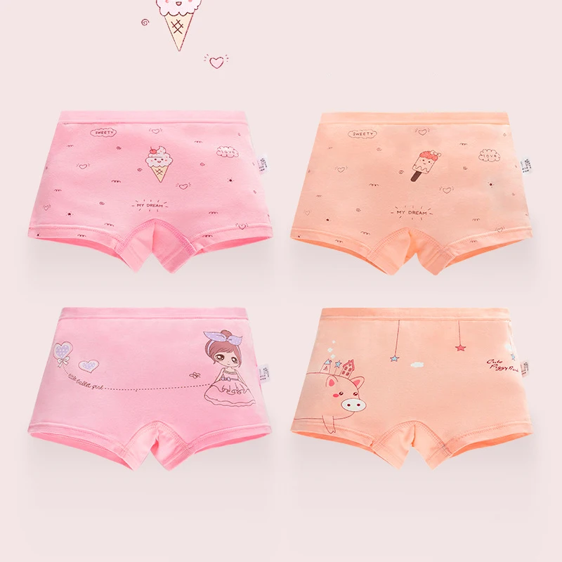 

4PC 2022 Kids Underwear for Girls Pink Panties Shorts Toddler Baby Clothes Lovely Baby Underpants Comfortable Boxers Children
