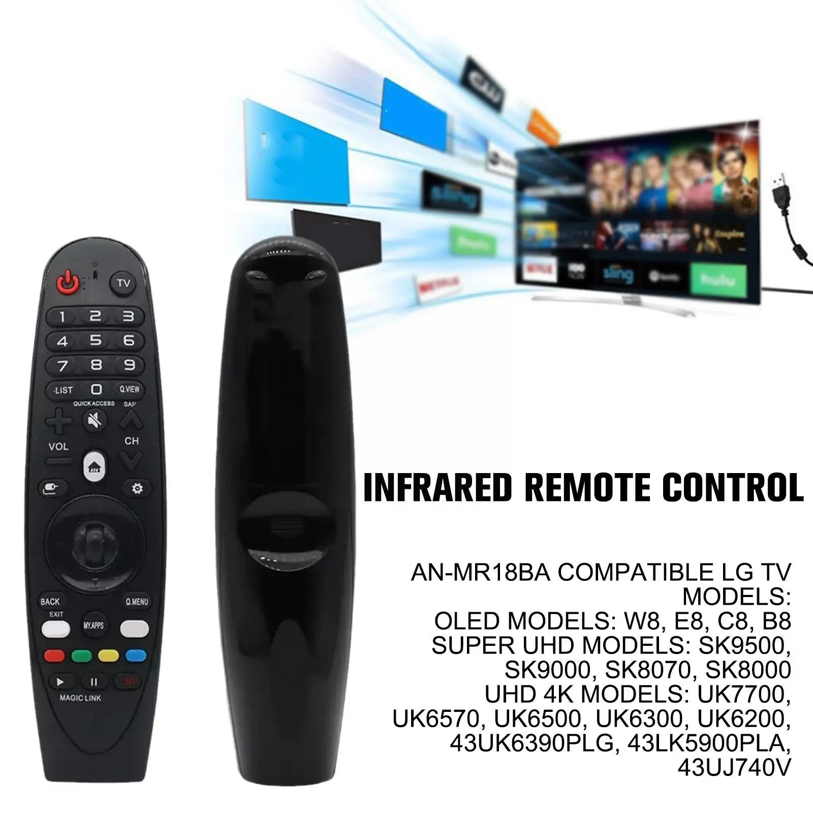 1 шт. универсальный пульт дистанционного управления для LG Smart TV SK9500 43UK6390PLG AN-MR18BA 75501