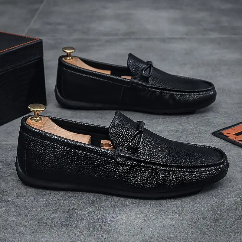 

Loafers Men's 2023 New British Lazy Slip on Slip-on Leather Shoes Men's High-End Breathable Casual Shoes