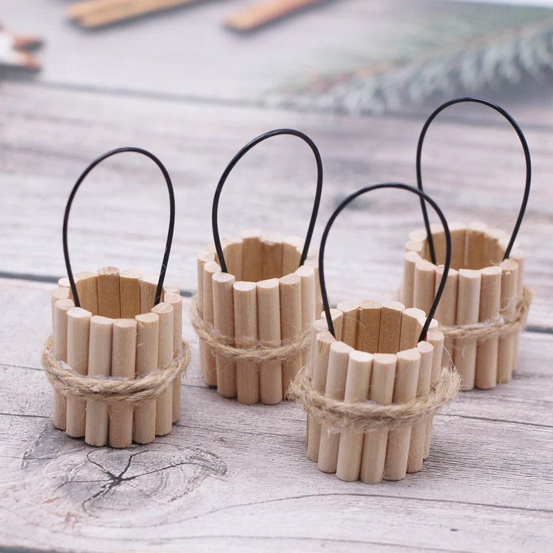 

1 Piece Doll House Simulation Wooden Portable Bucket Miniature Items Furniture Accessories