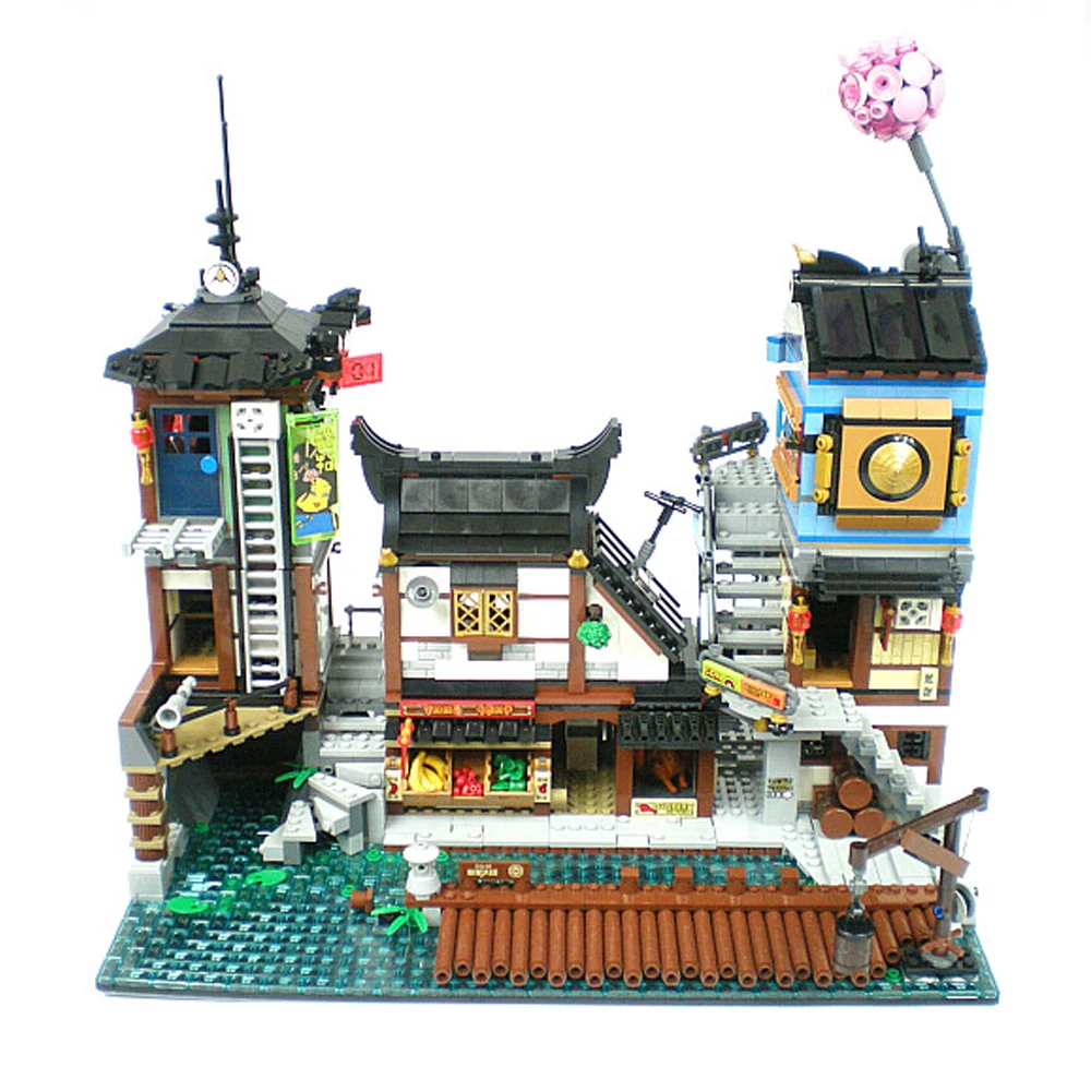 

Город ниндзя Battle Docks фильм 3900 + шт модель Moc Модульные строительные блоки кирпичи экшн-фигурки мальчики игрушки для детей