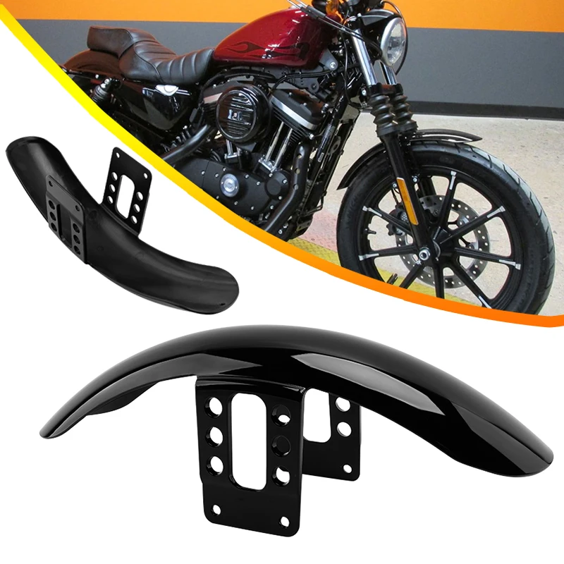 Фото Глянцевый черный передний брызговик из АБС-пластика для мотоциклов Harley Sportster XL 883 XL1200 48 72 1988-н.в. №1