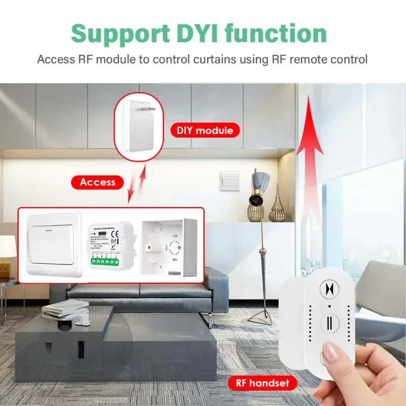 Модуль умного переключателя штор Tuya ZigBee/WiFi для двигателя жалюзи QS-S10-C04/ECC02