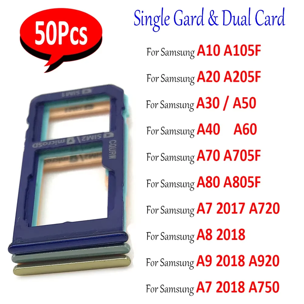 Фото 50 шт., для Samsung A10 A20E A20 A30 A40 A50 A60 A70 A80 A920 A750 A720 лоток для SIM-карты, ящик для чипа, держатель, адаптер, аксессуары №1