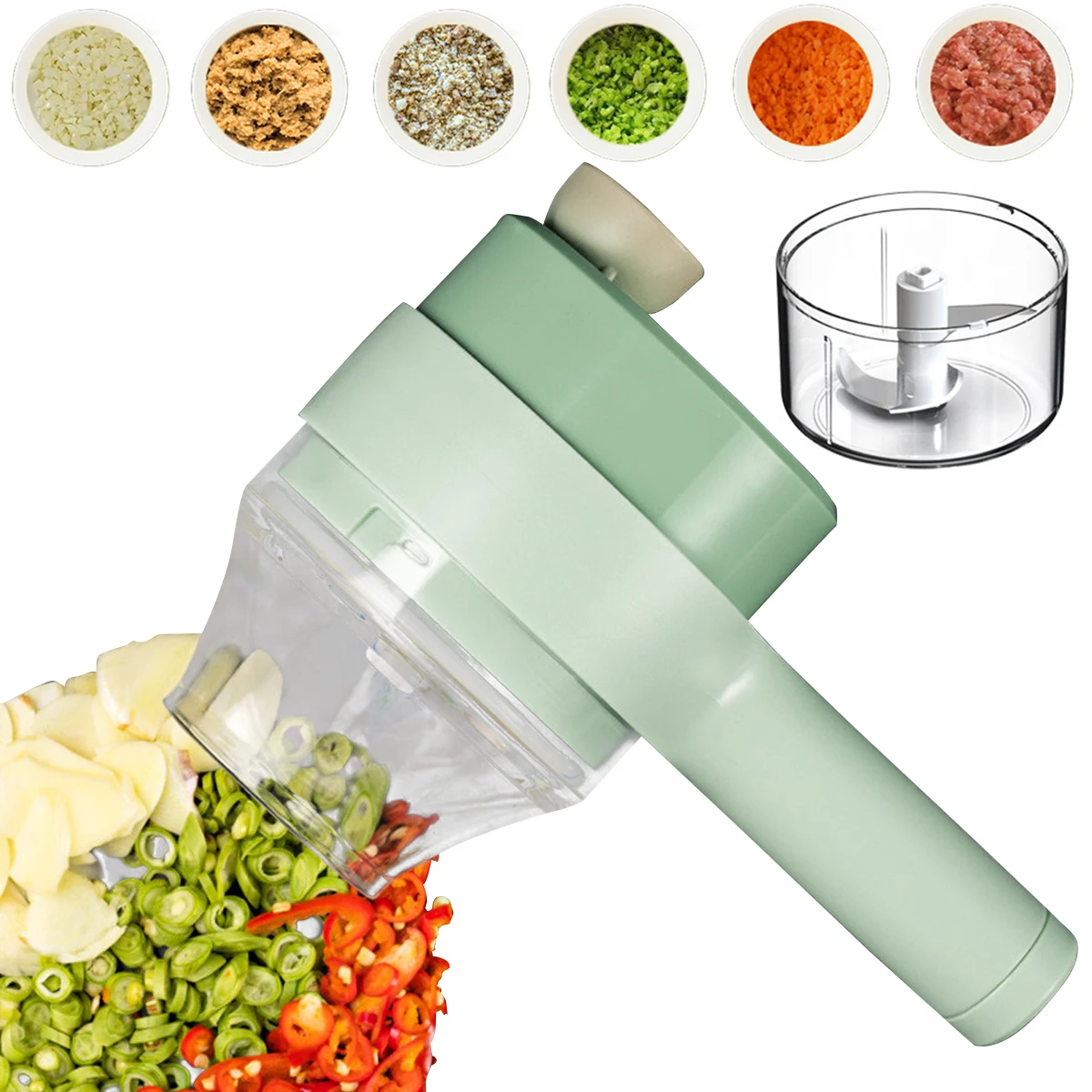 

Electric Vegetable Cutter Set Handheld Garlic Slicer Mini Wireless Vegetables Chopper Portable Type-C Rechargeable Food Mincer