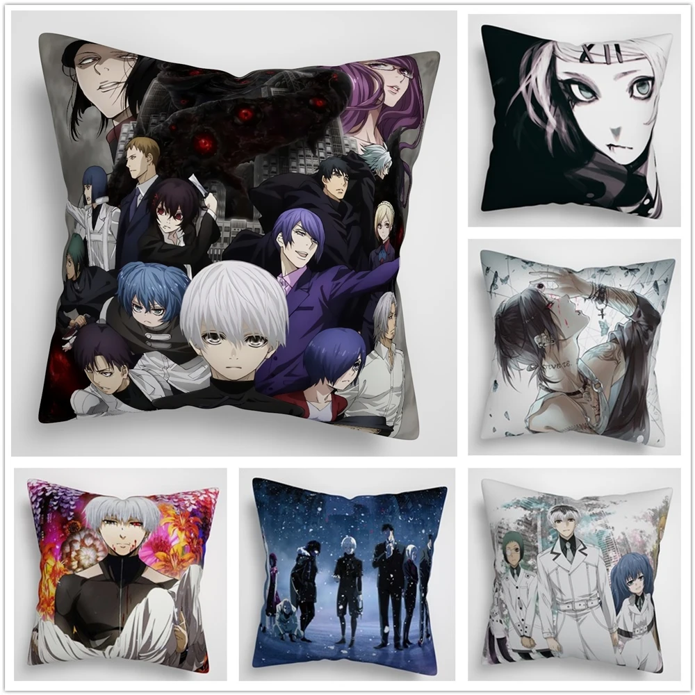 

Manga Tokyo Ghoul Double-Sided Print Pillowcase Home Decor Anime Logo Cushion Cover Gift for Anime Loving 45x45cm