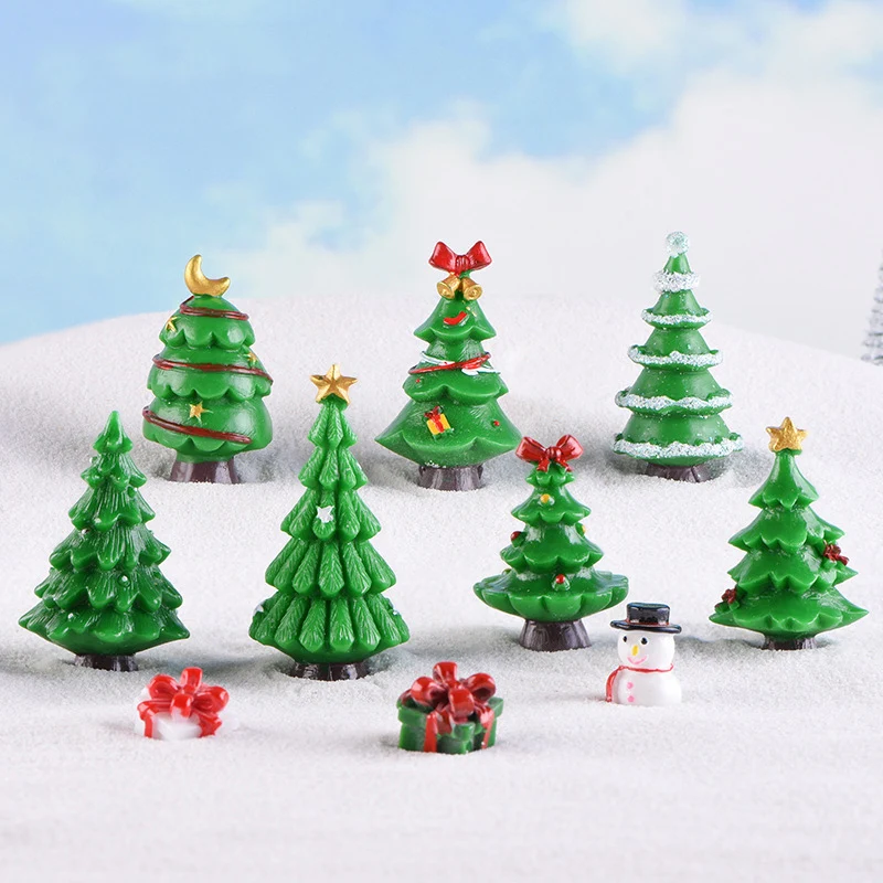 

5Pcs/lot Miniature Christmas Tree Terrarium Figurines Accessories Resin Mini Fairy Garden Ornaments Home Decoration Crafts