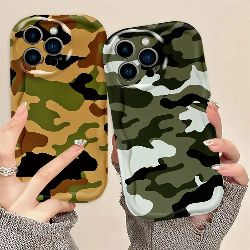 Камуфляжный военный армейский 3D волнистый чехол для телефона Iphone Apple 15 14 13 12 Mini 11 X