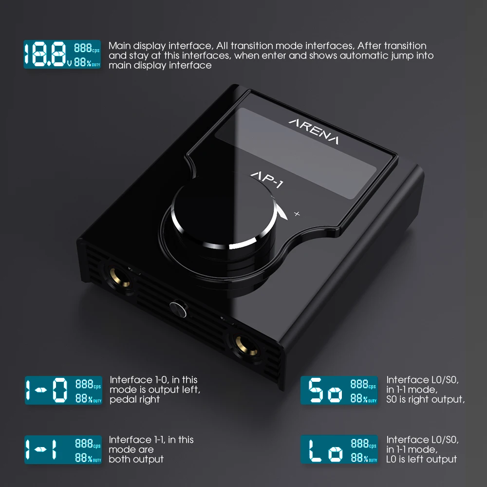 Портативный блок питания для татуировок с ЖК-дисплеем и педалью из цинкового