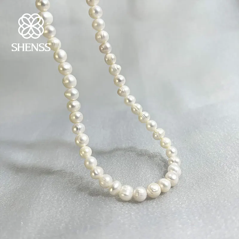 

Natural Thread 6-7mm Freshwater Pearl Necklace S925 Sterling Silver Buckle 32-135cm Length Optional