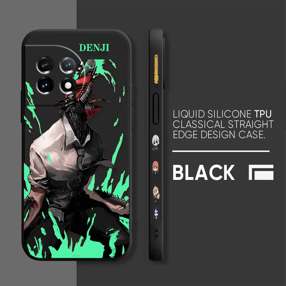 Japanese Anime Chainsaw Man Case For Oneplus 11 10 9 9R 9RT 8 8T 7 7T ACE 2 2V NORD CE 2 Pro Colour Liquid Case Funda Shell Capa