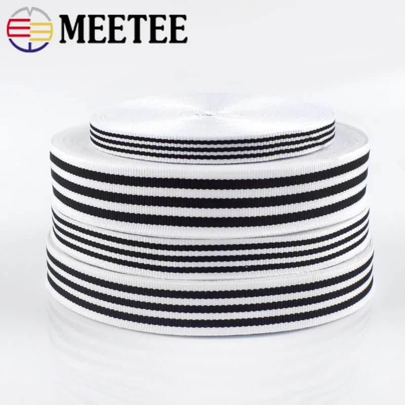 Переплетная лента из полиэстера в черно-белую полоску 100 м для рюкзака ремня