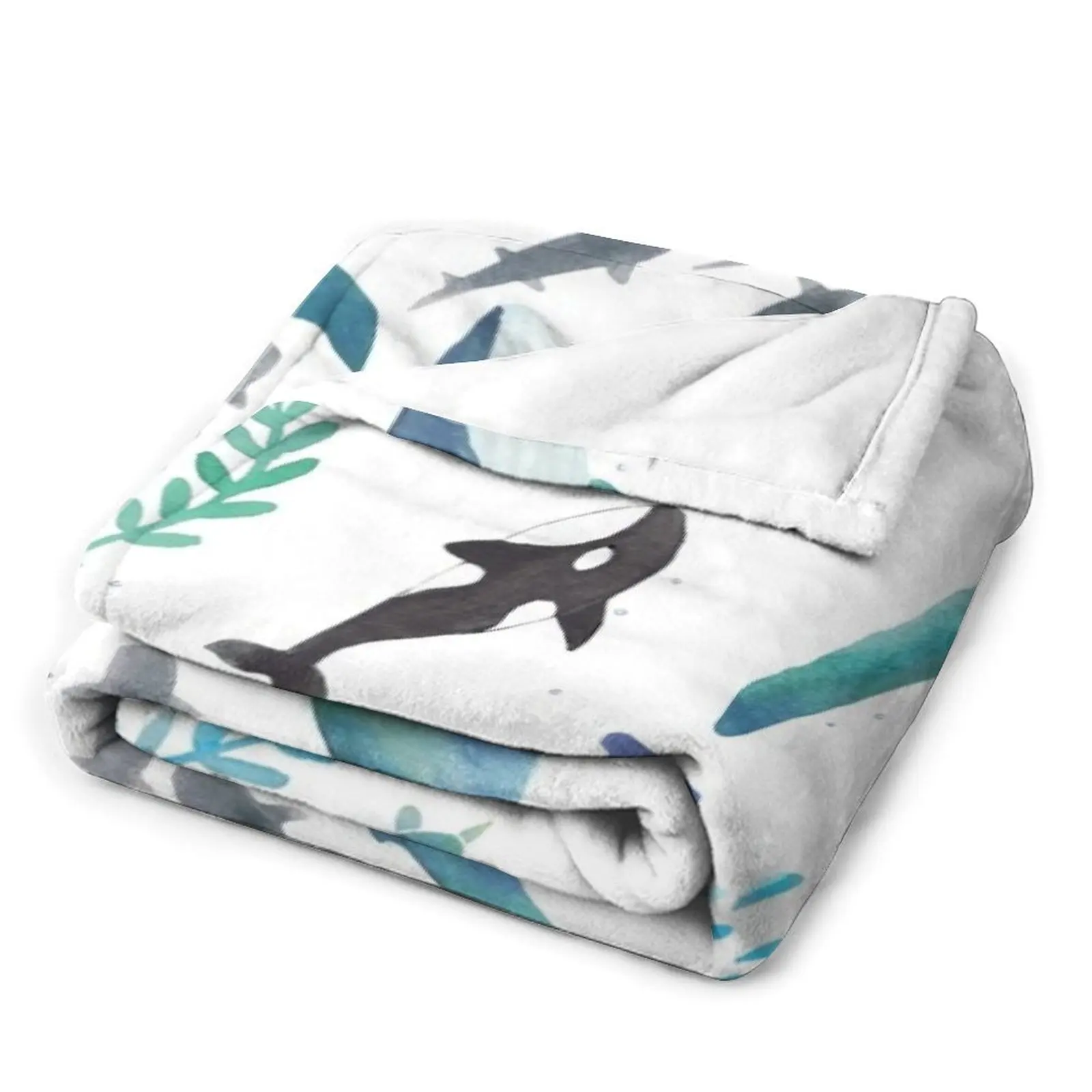 Декоративные одеяла с принтом Акулы горбатые киты Оркас и черепахи декоративные