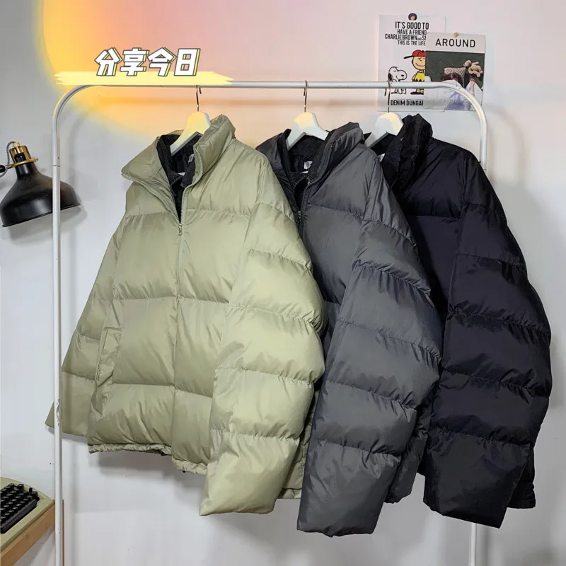 Winter Jacket Men Warm Fashion Casual Denim Stitching Thicke Short Coat Men Korean Loose Oversized Down Jacket Mens Parker M-2XL