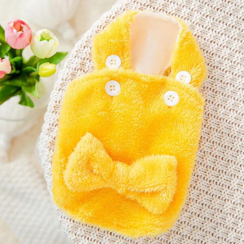 

Small Dog Winter Clothes Coral Velvet Big Bow Cat Spring Warm Pet Korean