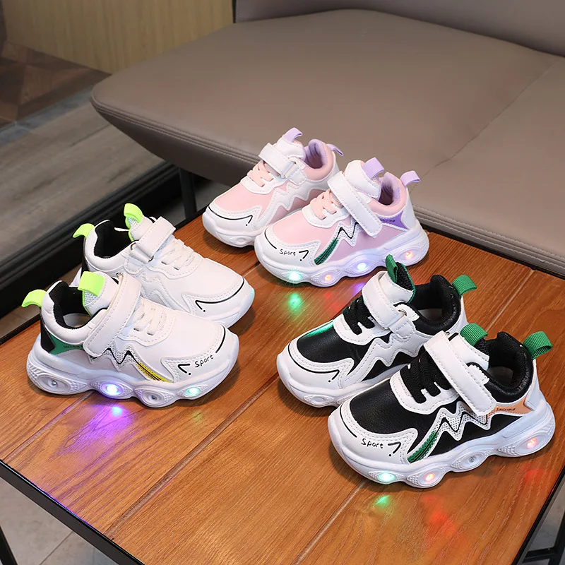 

Children Casual Running Shoes with Light LED Boys Girls Fashion Sneakers 2023 Spring Lighted Non-Slip Sport Shoe Luminous G07211