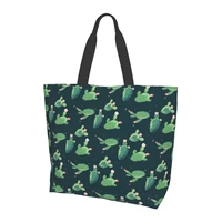 women shoulder bag ladies shopping bags fabric grocery handbags tote books bag for girls cactus