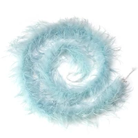 natural 2ply blue ostrich feathers boas 2meter wedding dress carnival costumclothes decoration fluffy plumas trim for crafts