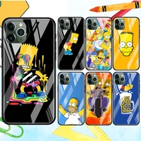 cute animation simpsons for apple iphone 13 12 mini 11 xs pro max x xr 8 7 6 plus se 2020 tempered glass cover phone case