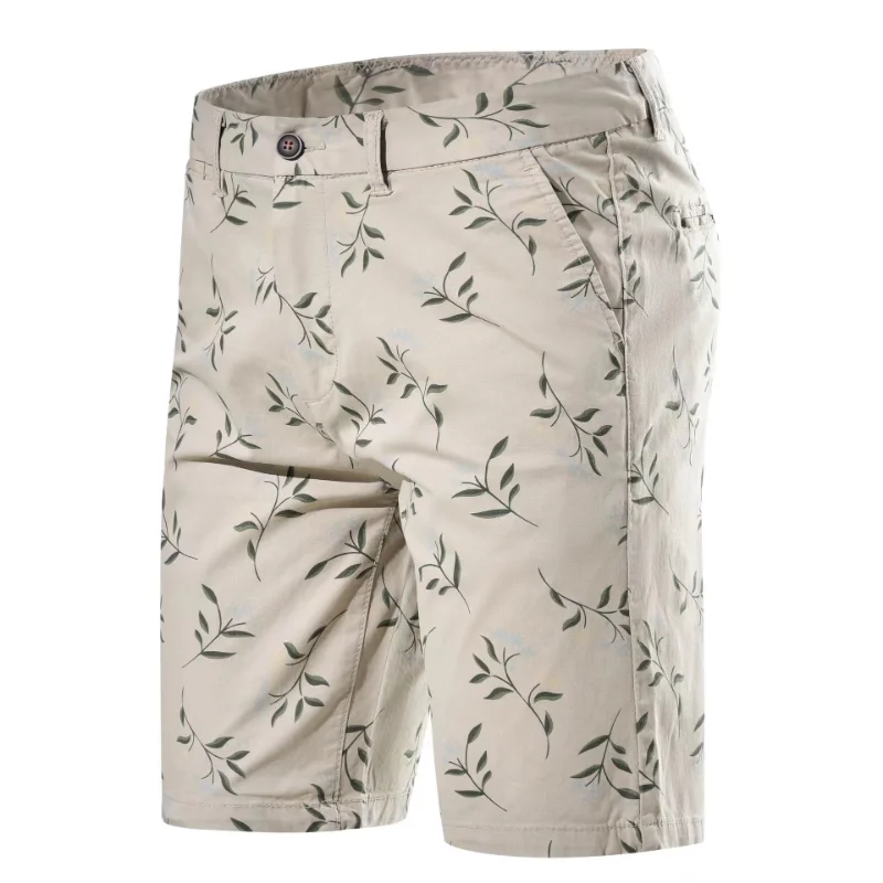 

Bermuda Shorts Summer Cotton Middle Waist Male Casual Stretch Classic Fit Printed Beach Short Homme