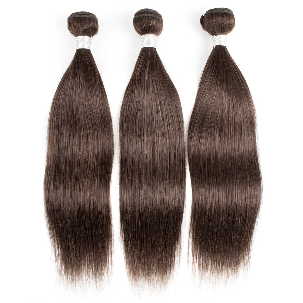#2 Darkest Brown 3 Bundles 300g/lot Remy Indian Human Hair Wefts Straight No Shedding Extensions Gemlong