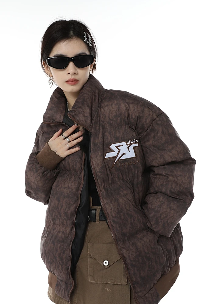 Парка Harakuju в стиле хипсоп с вышитыми надписями Повседневная универсальная