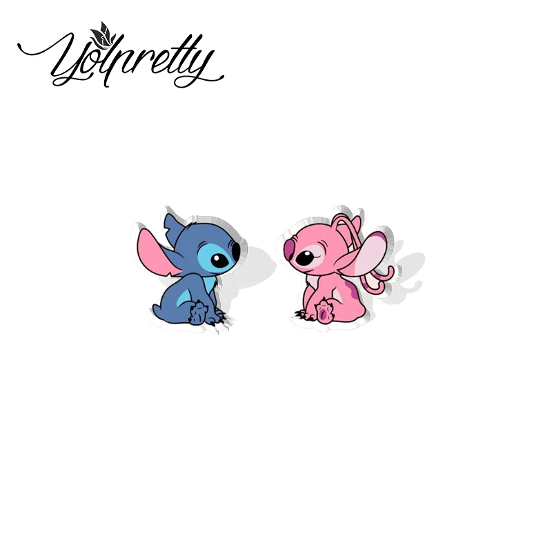 Новое поступление 2024 милые серьги-гвоздики в виде ангела и ститча эпоксидная