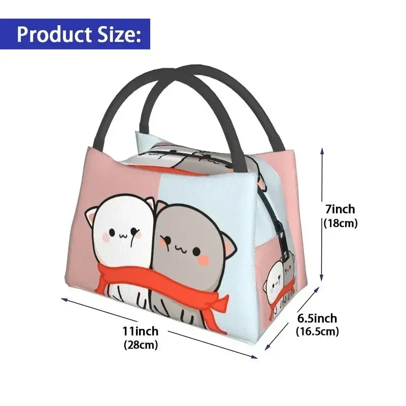 Изолированные сумки для обеда Mochi Cat Peach и Goma на День святого Валентина женщин