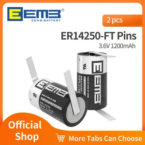 2PCS EEMB 3.6V 1/2 AA Battery ER14250 Lithium Battery with FT Pin 14250 1200mAh Batteries for PLC Alarm Sensor