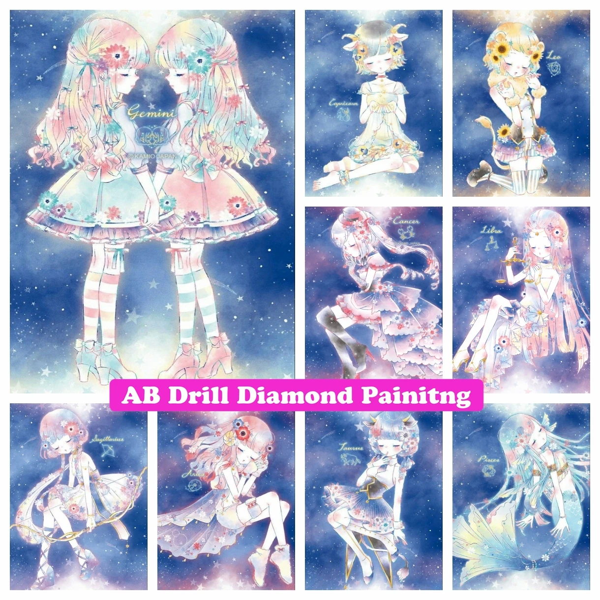 

Cartoon Constellation Girl 5D DIY AB Drills Diamond Painting Embroidery Zodiac Art Cross Stitch Hobby Mosaic Kid Gift Home Decor