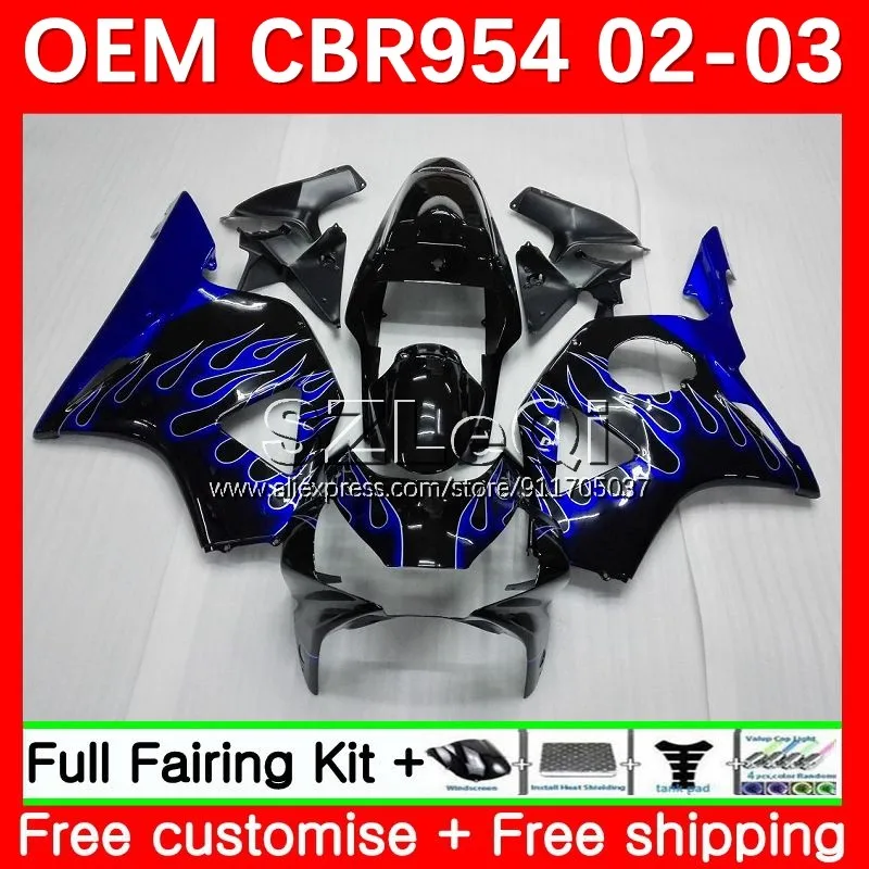 

Инъекция OEM синего пламени для HONDA CBR 900 954 RR CC 954RR 900RR CBR954 RR CBR954RR 02 03 CBR900RR 2002 2003 обтекатель 48LQ.5