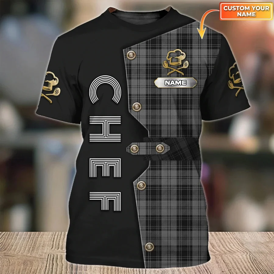 

Summer Fashion Men's Short Sleeve T-shirt Chef Gift Custom Name 3D Print T-shirt Unisex Harajuku Street Leisure Sports T-shirt