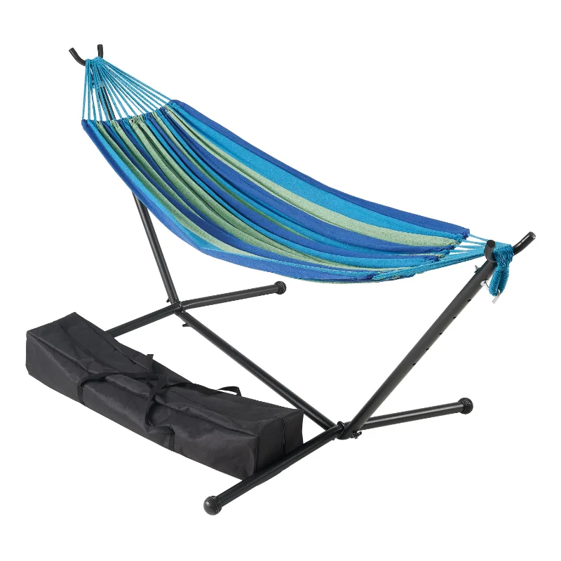 

Mainstays Wapella Stripe Hammock and Stand in a Bag, Hammock Size: 98.43 x 59.06" (L x W),Load Capacity 250 Lbs