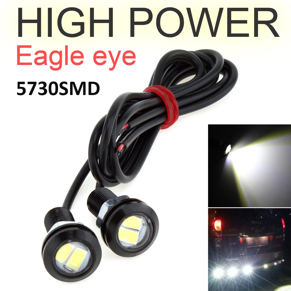 

2Pcs 18mm LED Eagle Eye Car Fog Light 2LED 5730SMD DRL Daytime Automobiles Reversing Lamp Backup Parking Signal Light