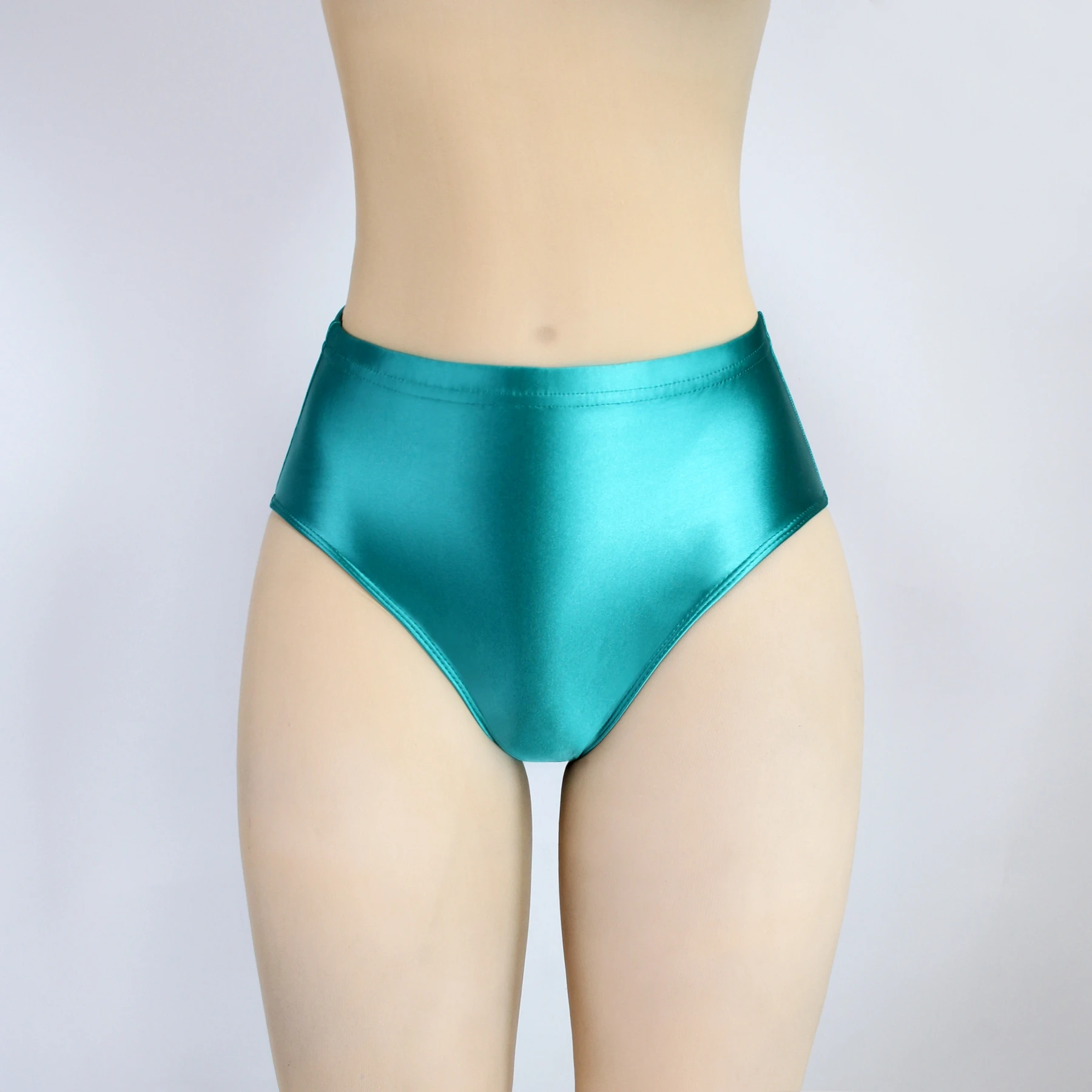 Masked staffs glossy briefs pants with buttocks sexy Silky solid bikini middle-waist tights underpants and high fork Oily briefs