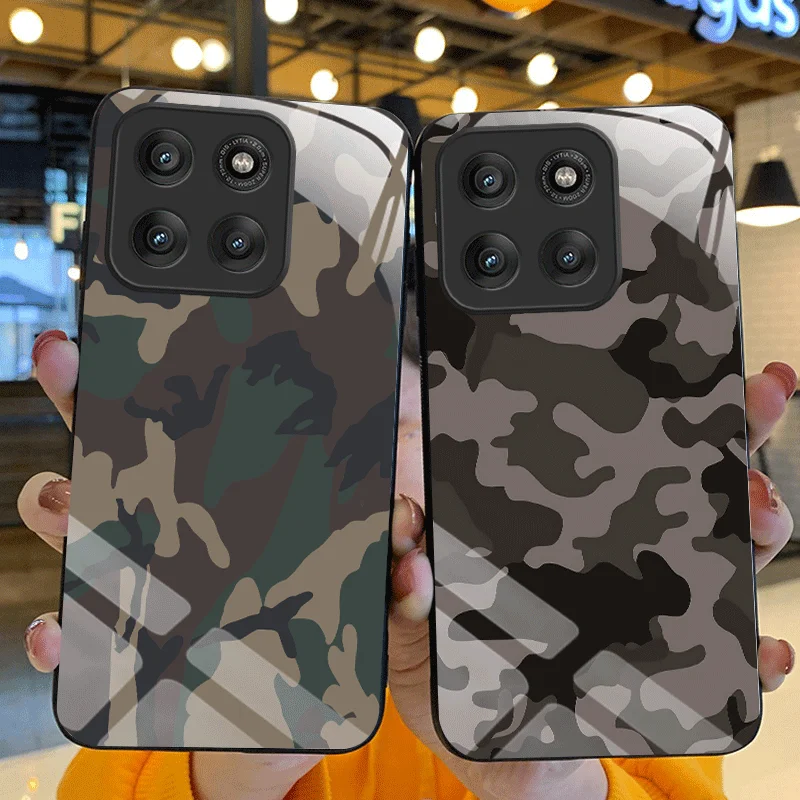 Фото Чехол из закаленного стекла для Motorola Moto Edge 70 Pro Fusion, защитный чехол с камуфляжным рисунком, задняя крышка, чехол-футляр №1