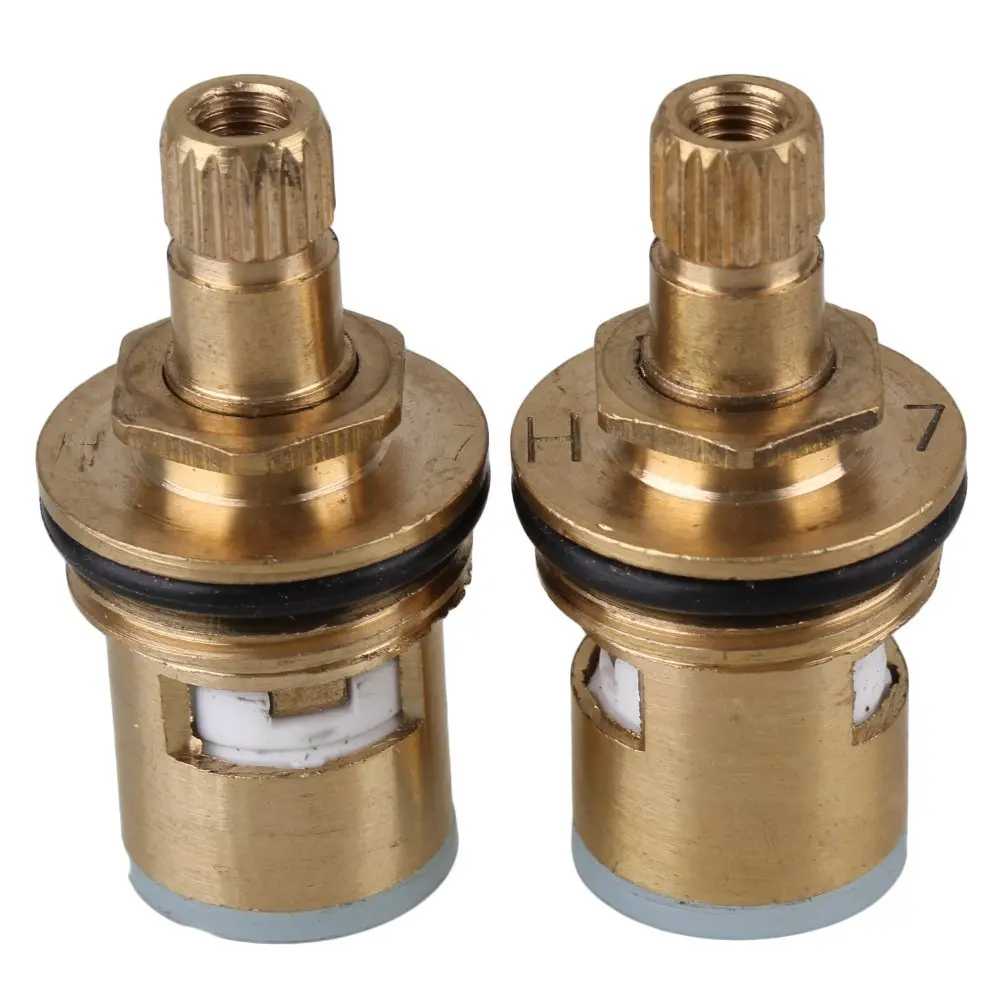 

43x22MM Gold Faucet Ceramic Disc Cartridge Valve Core 8.2mm Clockwise Hot Cold Water Replacement Pack of 2