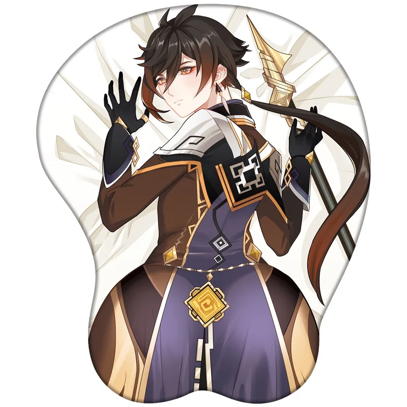 

2023 Новый мультяшный аниме 3D сексуальный силиконовый коврик для мыши Genshin ударная фигурка Zhongli Подставка под запястье поддержка игровой ковр...