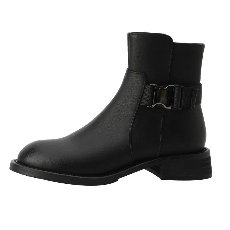 

Thick Low Heels Women Boots Genuine Leather Rouned Toe Pumps Designer Wedding Office Lady Shoes Black Brown